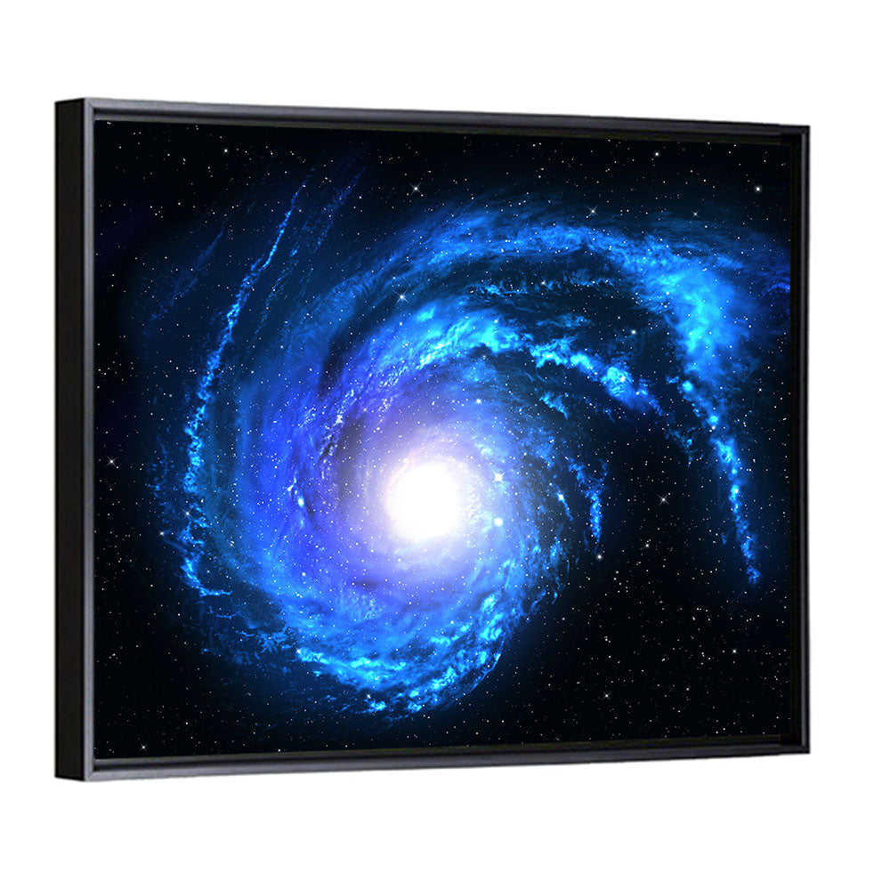 Glowing Blue Spiral Galaxy Wall Art