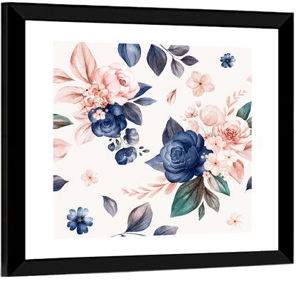 Peach Watercolor Rose Pattern Wall Art