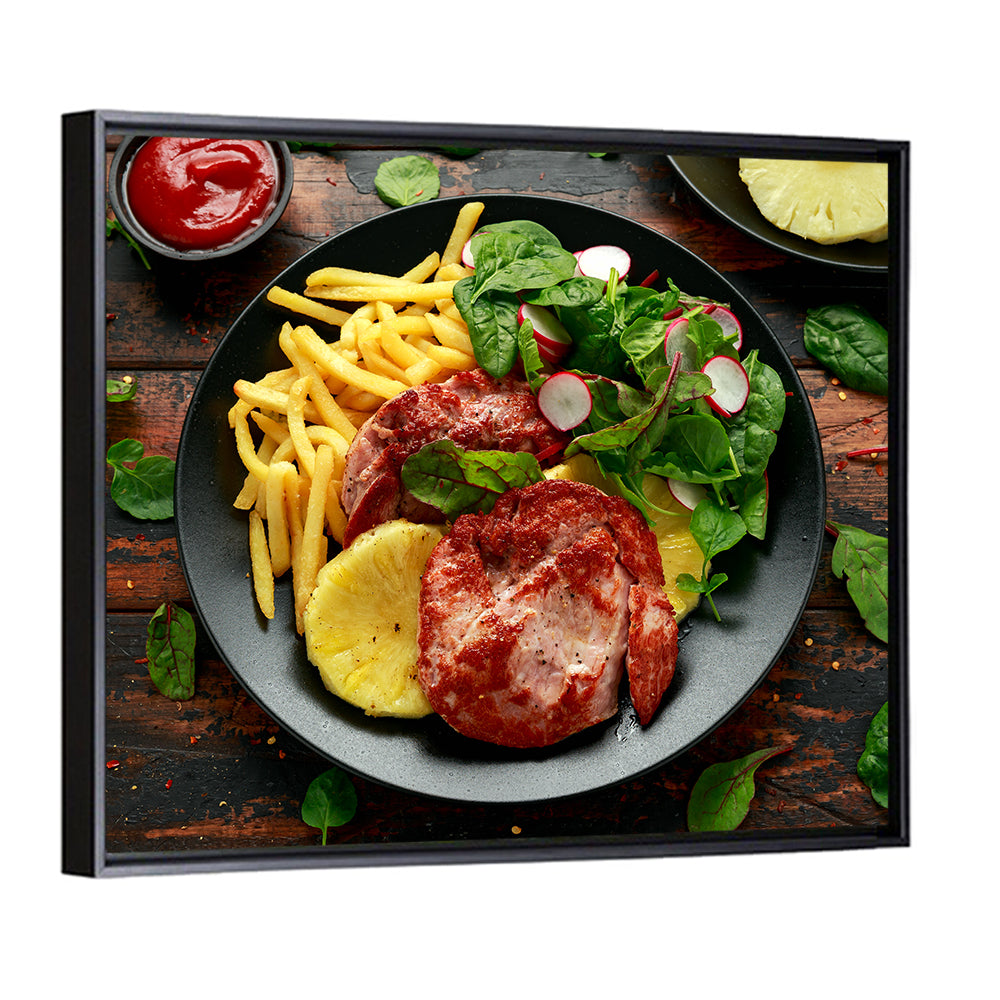 Gammon Steak with Fries and Pineapple Wall Art