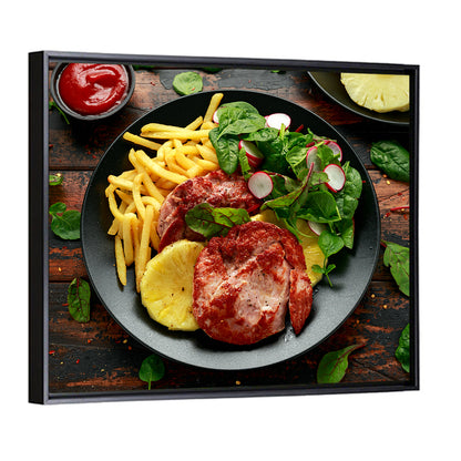Gammon Steak with Fries and Pineapple Wall Art