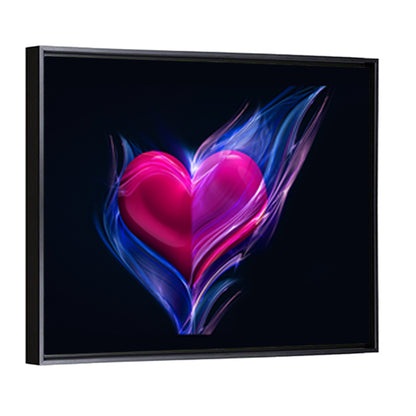 Glowing Pink Heart in Blue Flame Wall Art