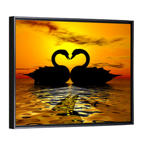 Swan Love Sunset Wall Art