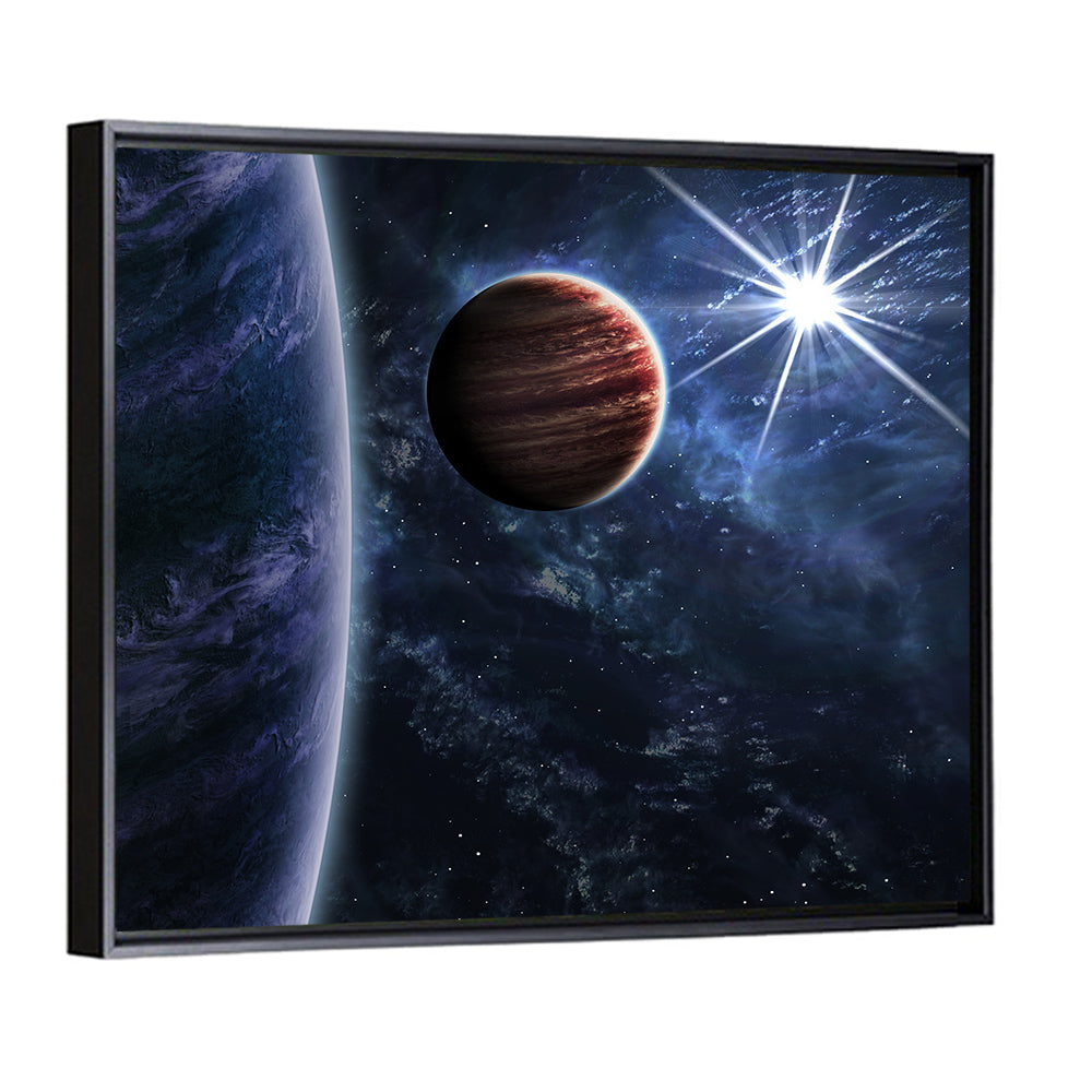 Blue Planet Closeup with Starburst Wall Art