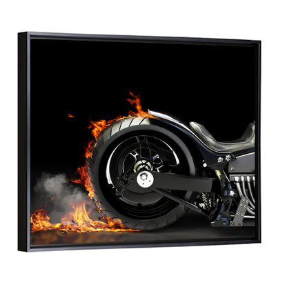 Motorcycle Burnout with Flames Wall Art