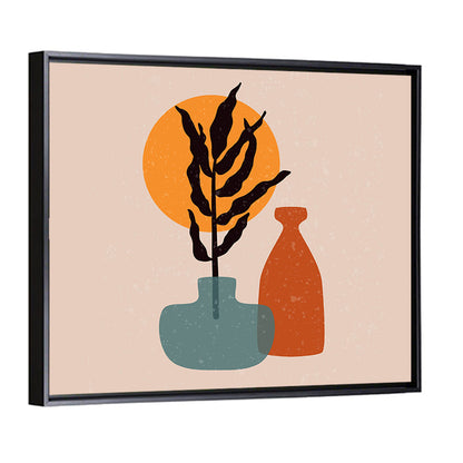 Terracotta Sun Floral Vase Wall Art