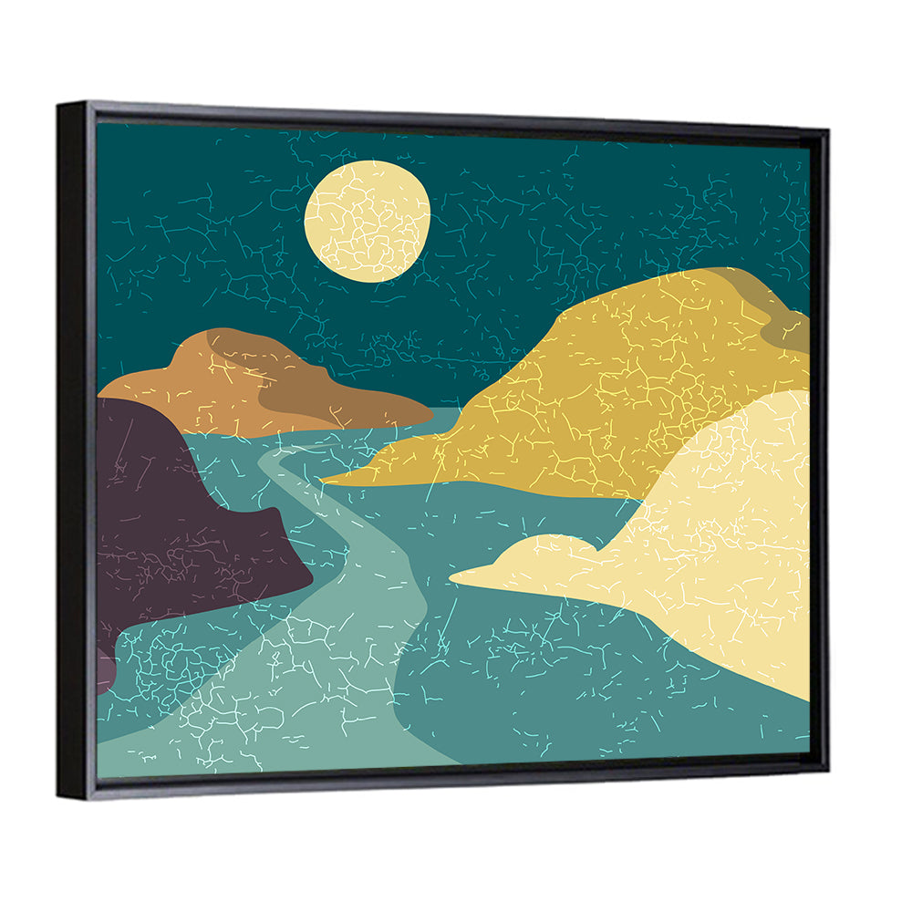 Moonlit Minimalist Mountain Wall Art