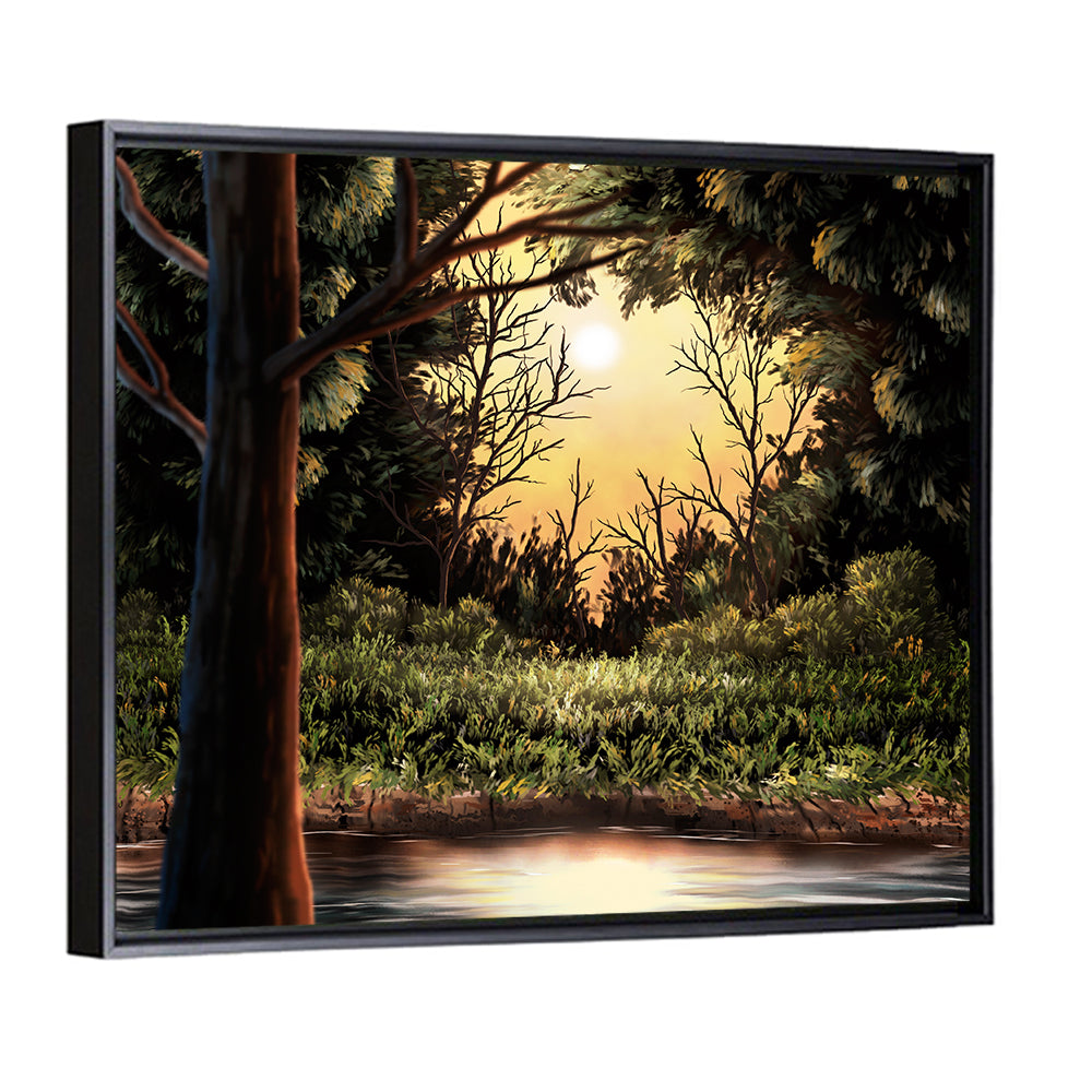 Warm Lake In Woods Wall Art