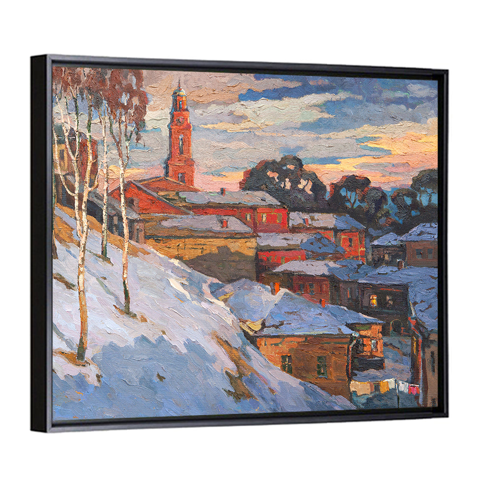 Winter Cityscape at Sunset Wall Art