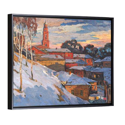 Winter Cityscape at Sunset Wall Art