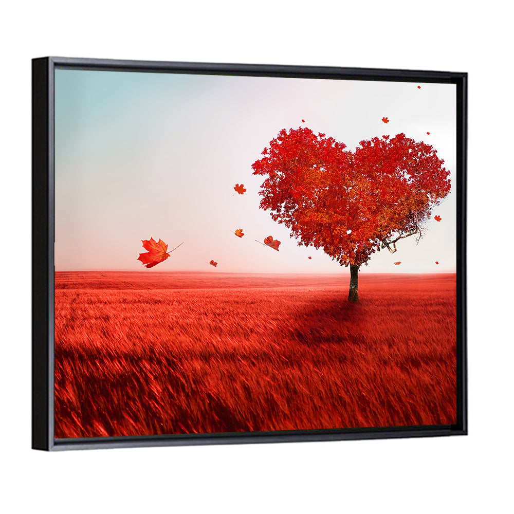 Heart-shaped Tree in Red Field Wall Art