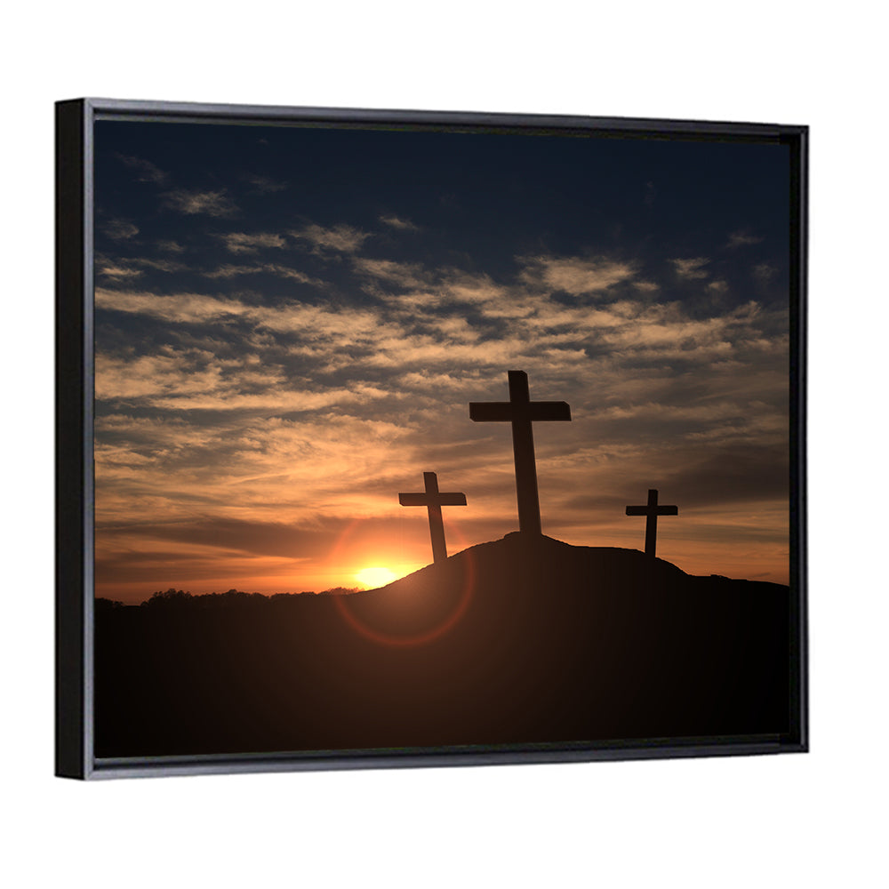 Three Crosses at Golden Sunset Wall Art