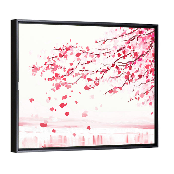 Japanese Cherry Blossom Tree Wall Art as a framed canvas