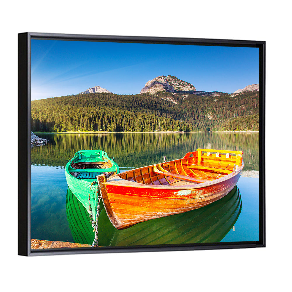 Boats at Black Lake Montenegro Wall Art