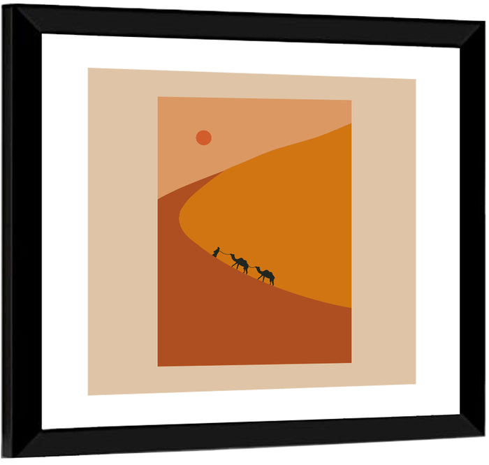 Minimal Desert Caravan Wall Art as a framed print