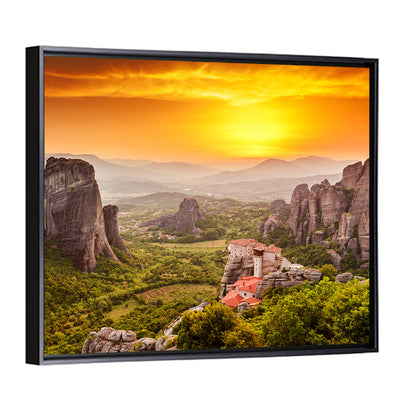 Meteora Roussanou Monastery Sunset Greece Wall Art