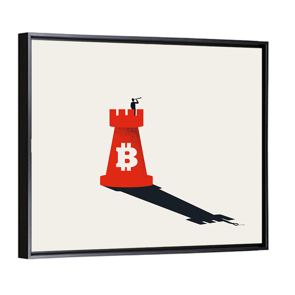 Rook Tower with Bitcoin Emblem Wall Art