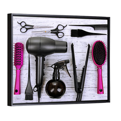 Hair Styling Tools Flat Lay Wall Art