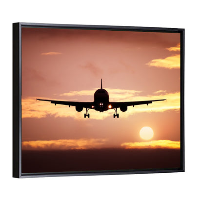 Airplane with Landing Gear at Sunset Wall Art