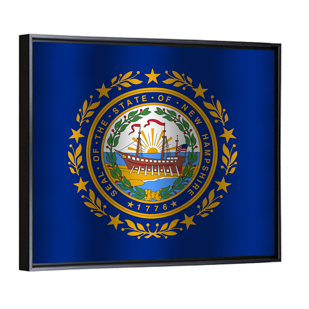 New Hampshire Flag with Ship Emblem Wall Art