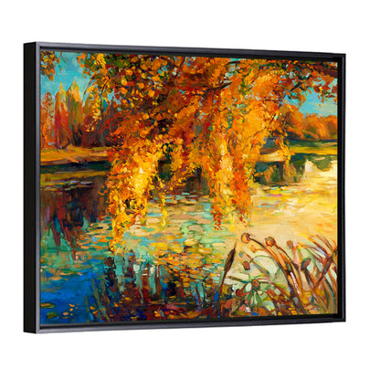 Autumn Lake with Weeping Willow Wall Art