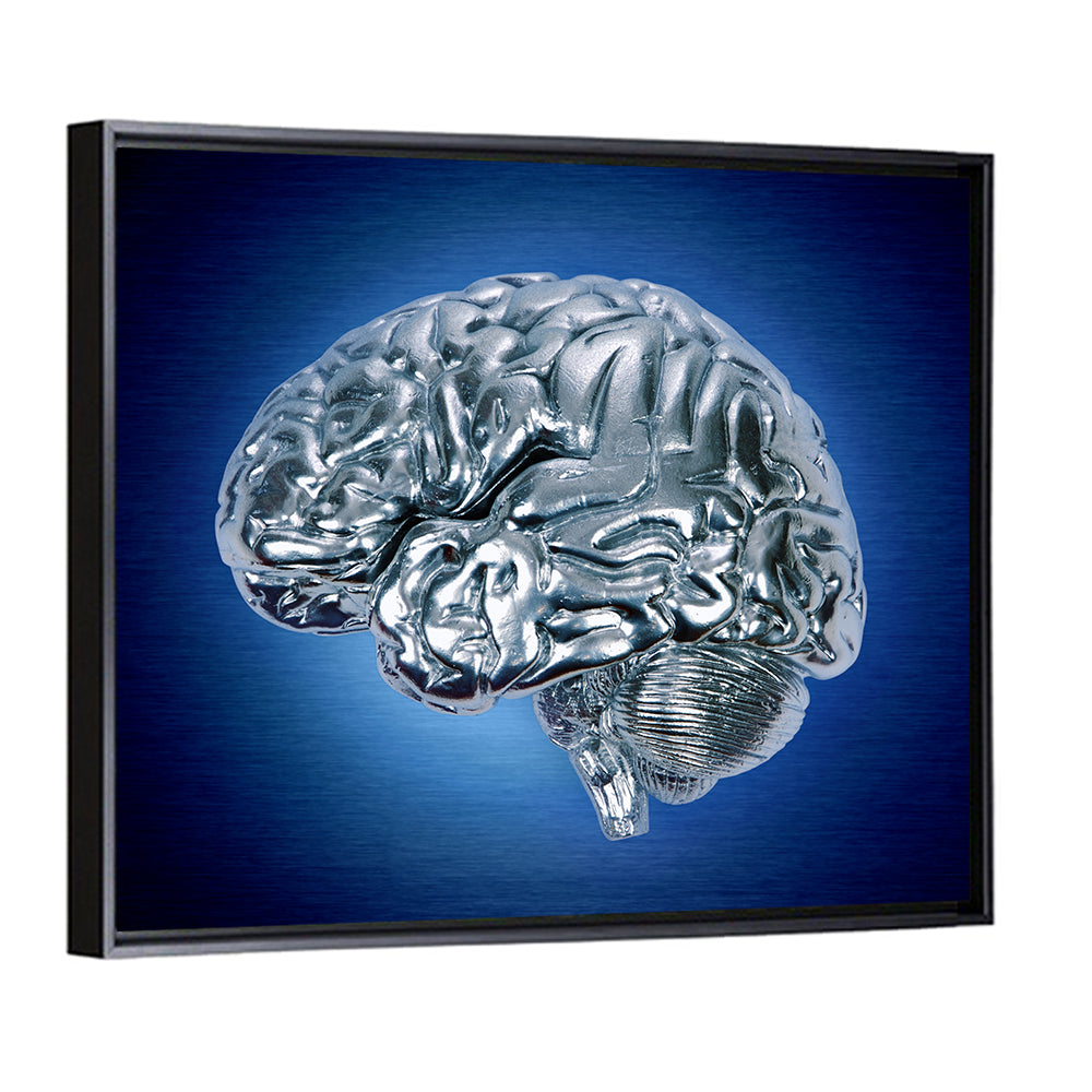 Chrome Brain Side Profile Wall Art