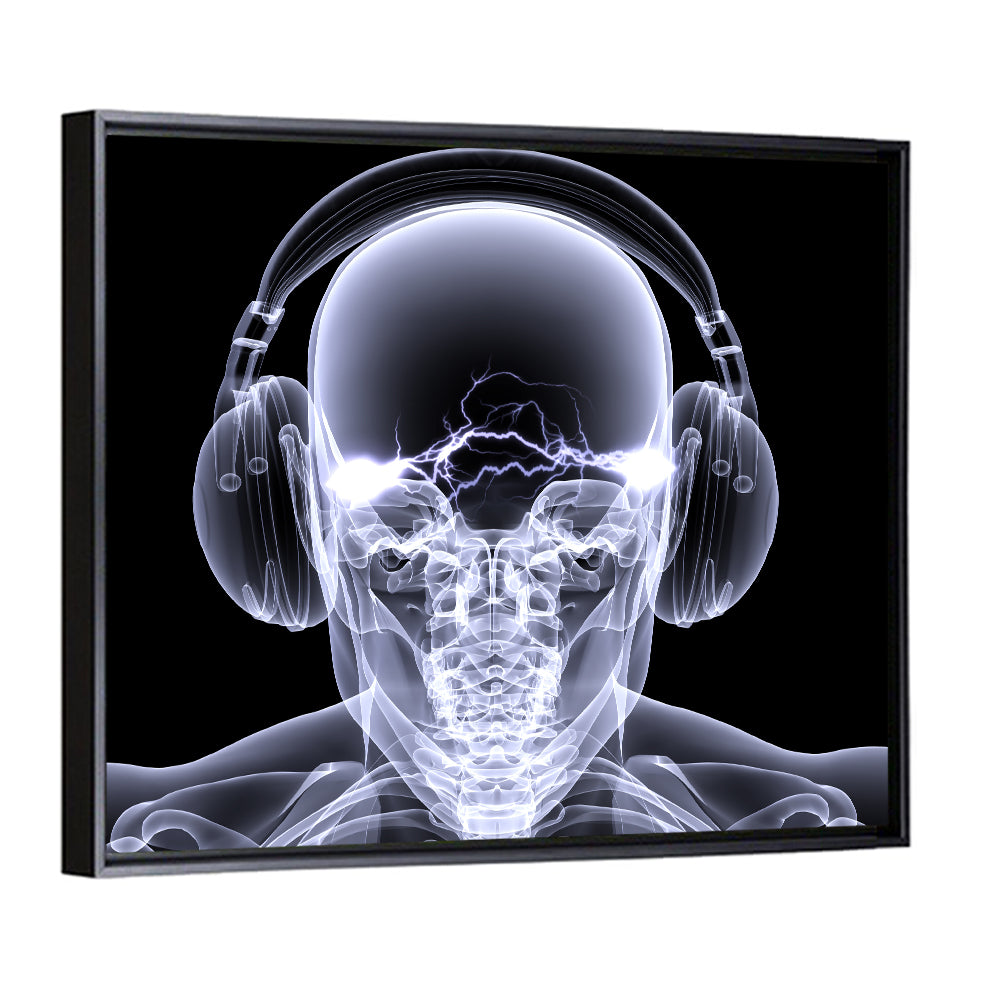 X-ray Skull with Headphones Wall Art