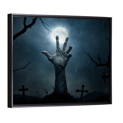 Rising Zombie Hand Under Moonlight Wall Art