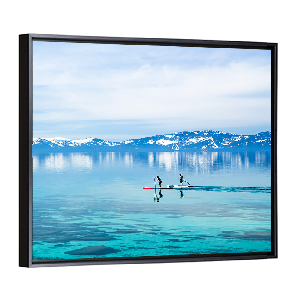 Two Paddleboarders on Mountain Lake Wall Art