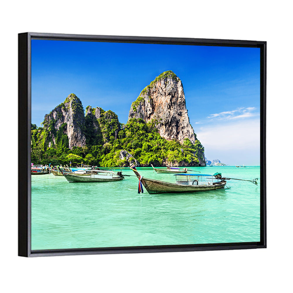 Railay Beach Long-tail Boats Wall Art