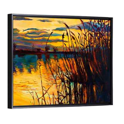Sunset Lake with Reeds Wall Art