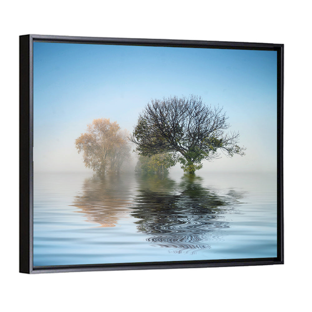 Misty Lake Reflection Wall Art