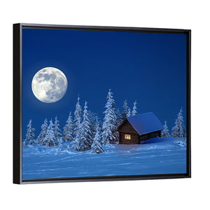 Wooden House In Winter Forest Wall Art