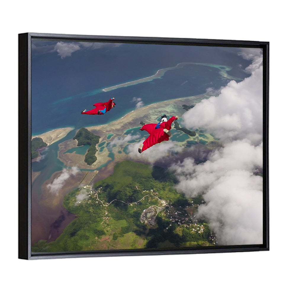 Wingsuit Duo Over Palau Coast Wall Art
