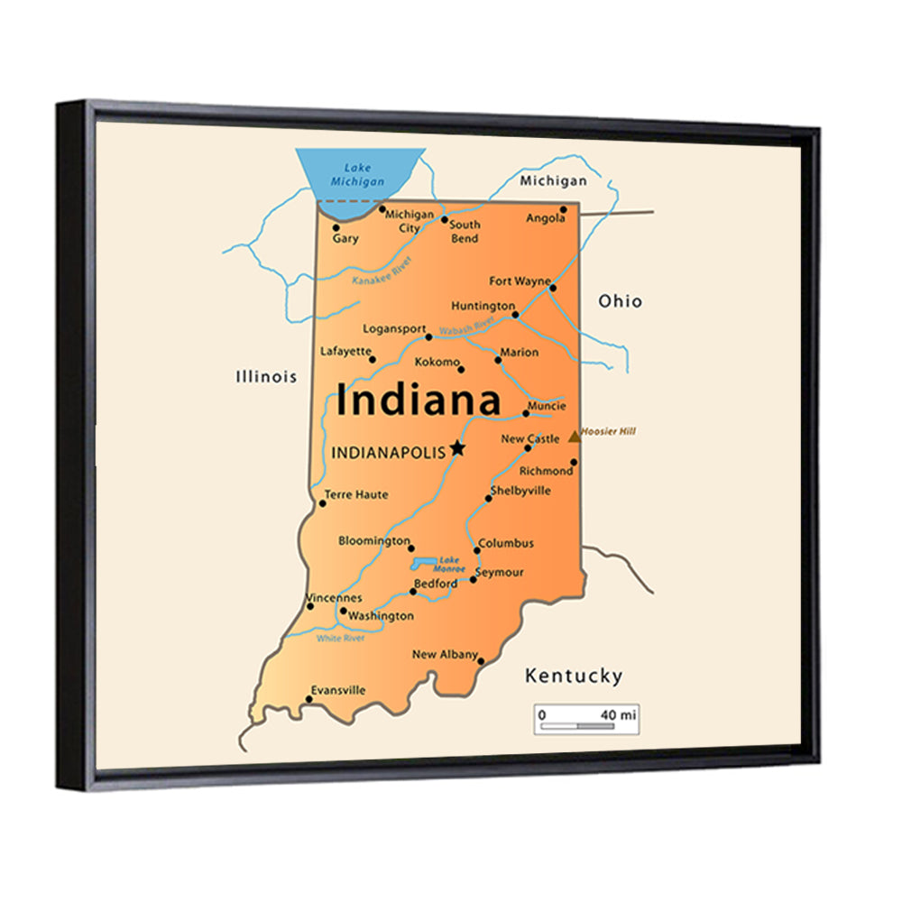 Indiana Map Wall Art