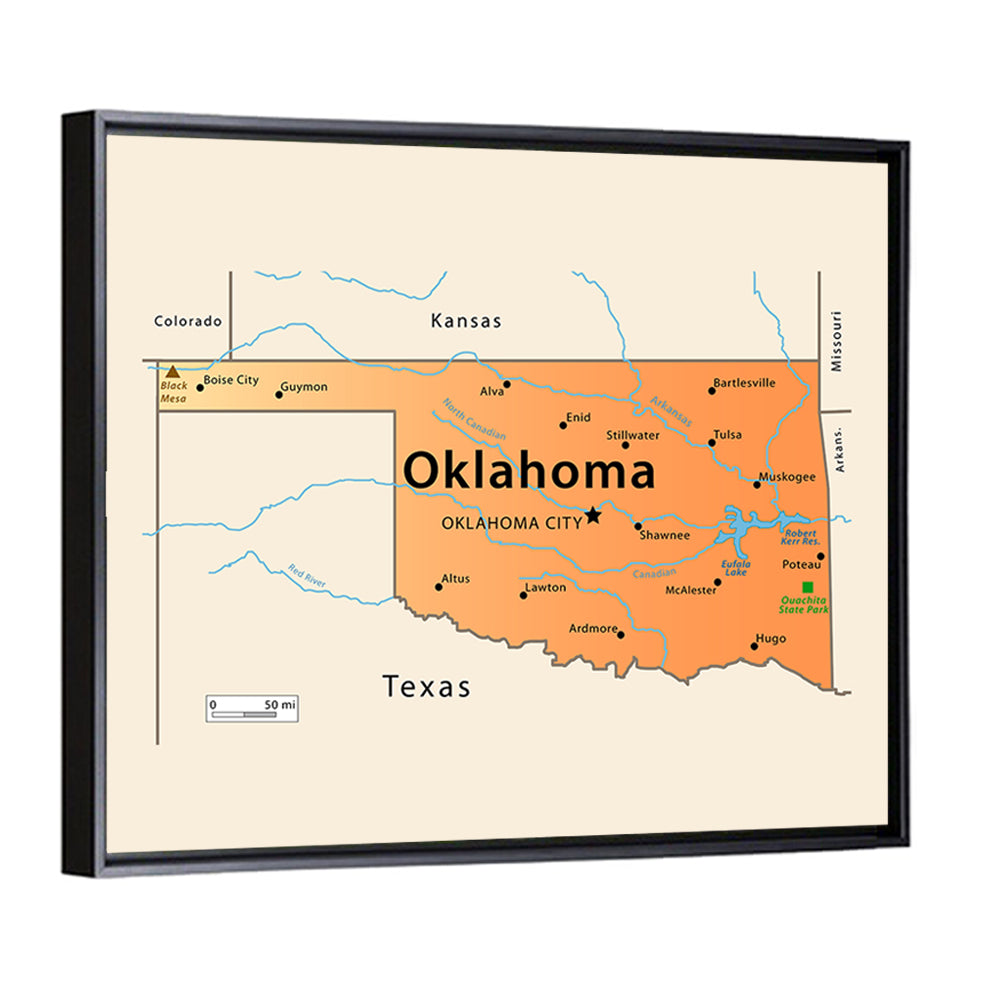 Oklahoma Map Wall Art