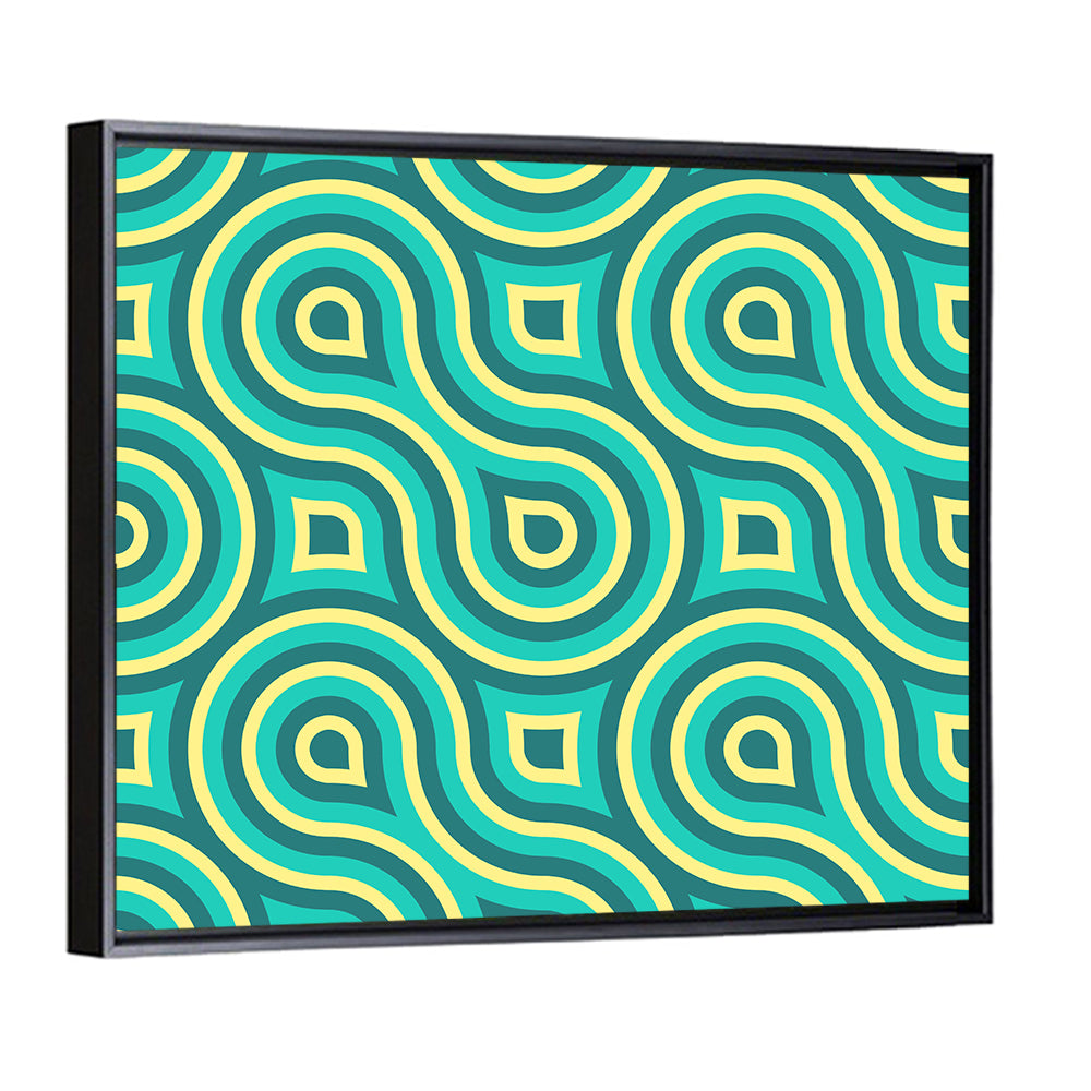 Retro Teal Geometric Pattern Wall Art