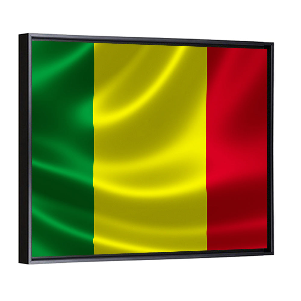 Mali Flag with Waving Fabric Texture Wall Art
