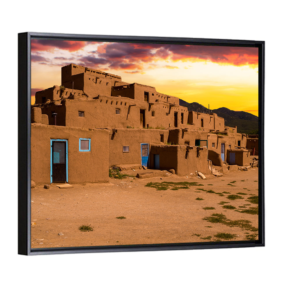 Taos Pueblo at Sunset Wall Art