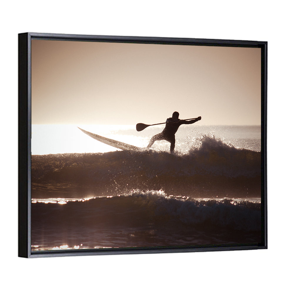 Backlit Paddleboard Silhouette at Sunrise Wall Art