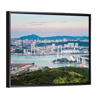 Haicang Suspension Bridge at Dusk Wall Art