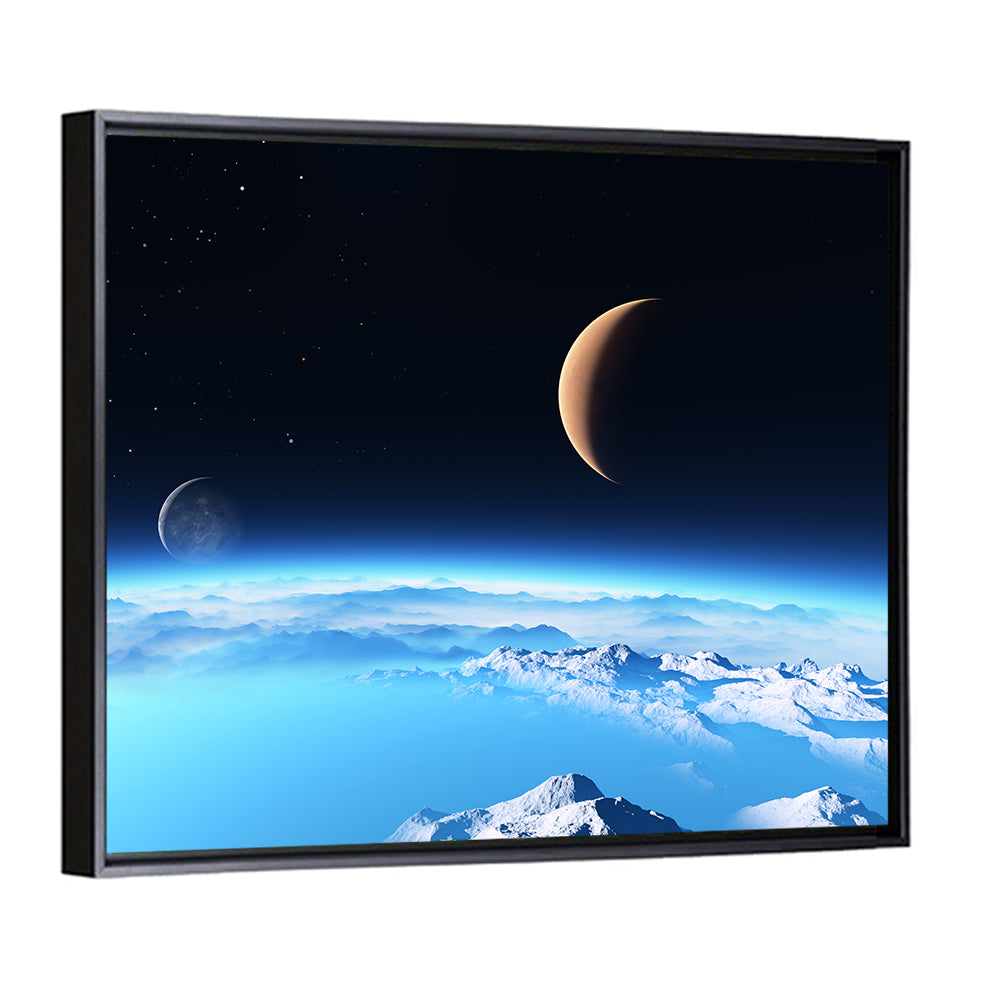 Ice Planet with Crescent Moon Wall Art