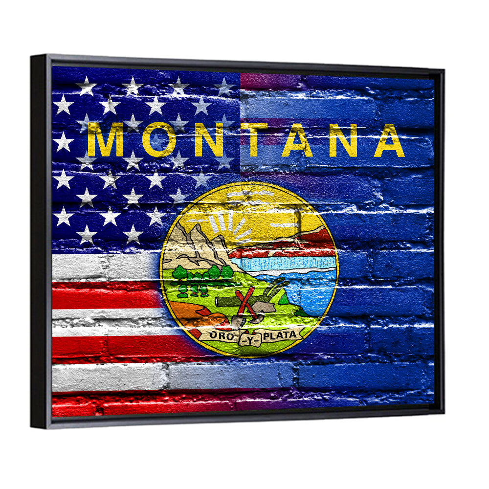 United States and Montana Flag Wall Art