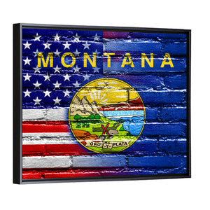 USA & Montana State Flag Wall Art