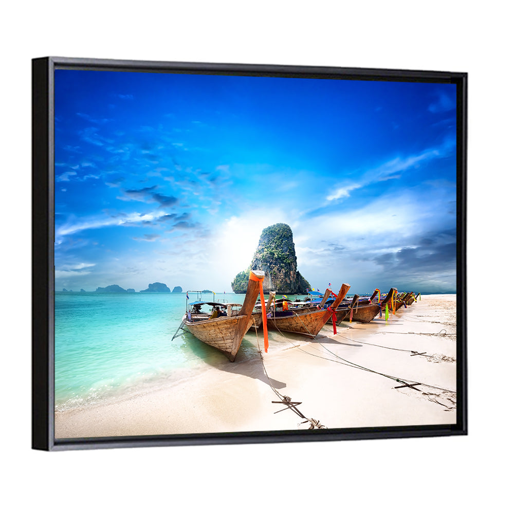Railay Beach Long-tail Boats Wall Art