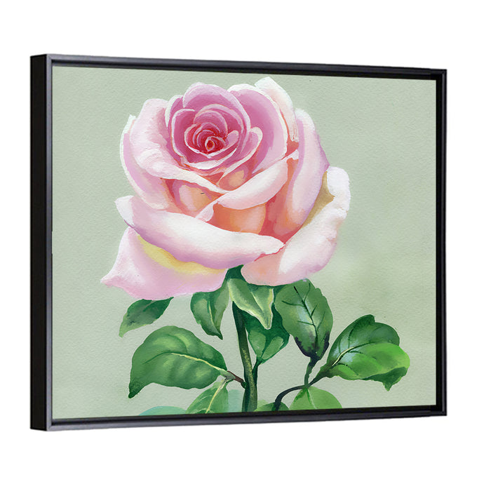 Pink Watercolor Rose Wall Art as a framed canvas