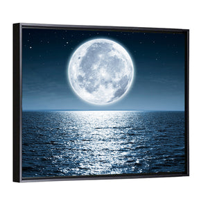 Full Moon Rising Over Ocean Wall Art