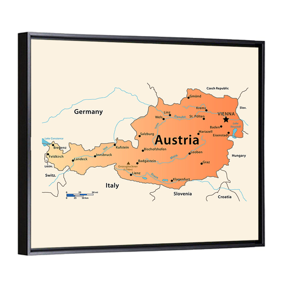 Austria Map Wall Art