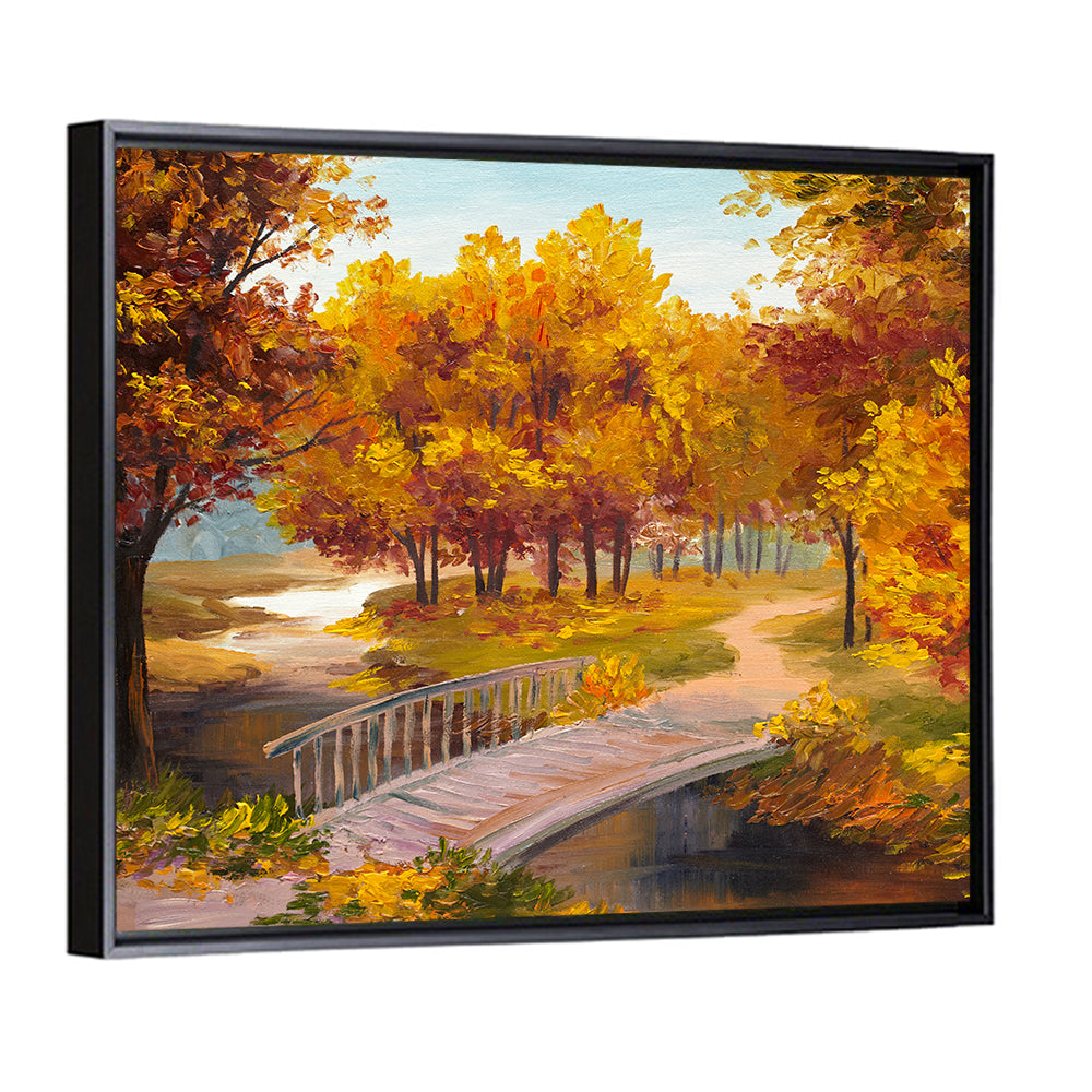 Autumn Footbridge in Golden Forest Wall Art