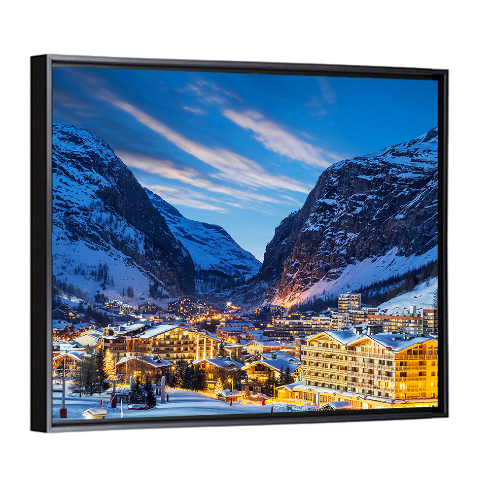 Twilight Ski Village in the French Alps Wall Art