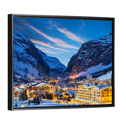 Twilight Ski Village in the French Alps Wall Art